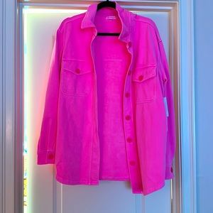 good american neon pink shacket